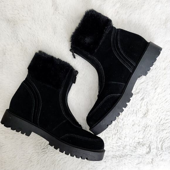 NEW Blondo Hostel Black Suede Waterproof Snow Black Ankle Boot - Picture 1 of 10